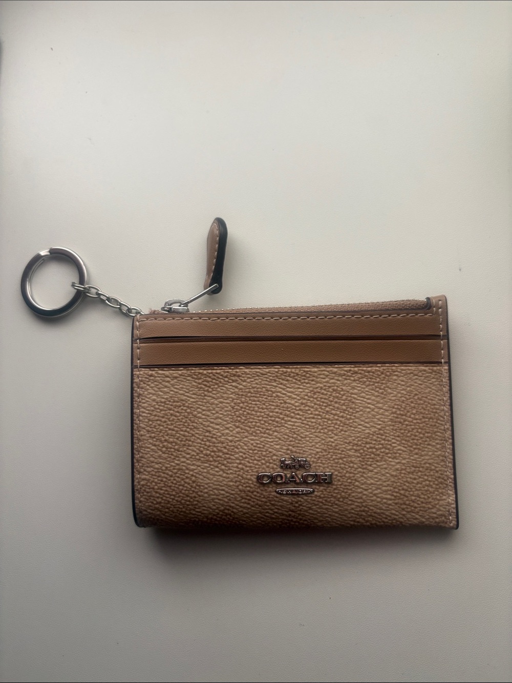 Coach Tan Leather Card Holder Keyring